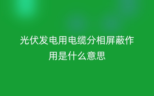 光伏发电用电缆分相屏蔽作用是什么意思?(图1) 光伏发电用电缆分相屏蔽作用是什么意思?(图1)