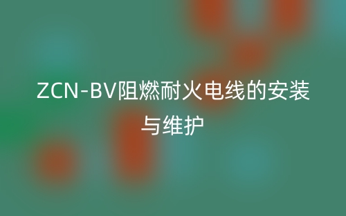 ZCN-BV阻燃耐火电线的安装与维护(图1) ZCN-BV阻燃耐火电线的安装与维护(图1)