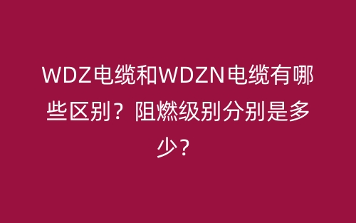 WDZ电缆和WDZN电缆有哪些区别?阻燃级别分别是多少?(图1) WDZ电缆和WDZN电缆有哪些区别?阻燃级别分别是多少?(图1)