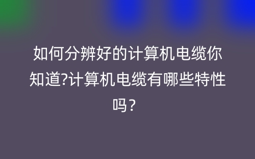 如何分辨好的计算机电缆你知道?计算机电缆有哪些特性吗?(图1) 如何分辨好的计算机电缆你知道?计算机电缆有哪些特性吗?(图1)