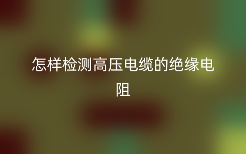 怎样检测高压电缆的绝缘电阻(图1) 怎样检测高压电缆的绝缘电阻(图1)