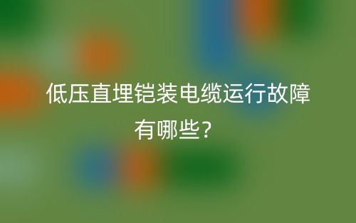 低压直埋铠装电缆运行故障有哪些?(图1) 低压直埋铠装电缆运行故障有哪些?(图1)