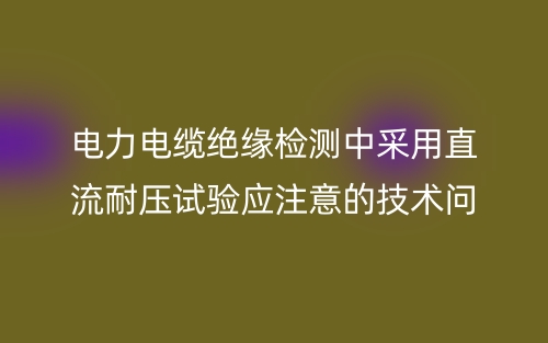 电力电缆绝缘检测中采用直流耐压试验应注意的技术问题(图1) 电力电缆绝缘检测中采用直流耐压试验应注意的技术问题(图1)
