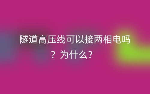 隧道高压线可以接两相电吗?为什么?(图1) 隧道高压线可以接两相电吗?为什么?(图1)